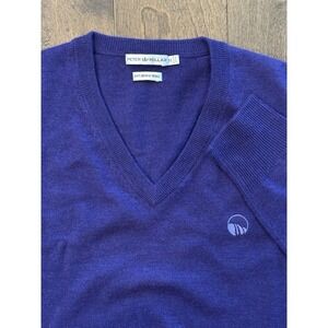 Peter Millar Mens 100% Merino‎ Wool V Neck Long Sleeve Sweater Purple Size M